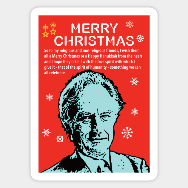 Richard Dawkins Atheist Christmas Sticker by DJVYEATES